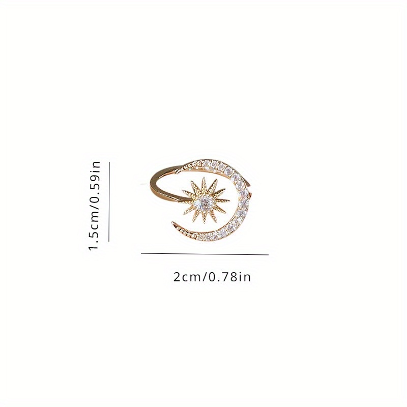 Adjustable Zirconia Moon Sun Ring for Women